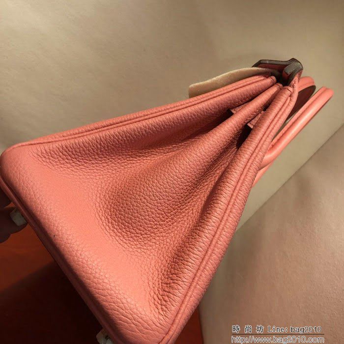 HERMES愛馬仕 經典款鉑金包 Birkin 25Cm Togo 最新色 月季花粉 金扣 頂級工藝 手縫蠟線  Ama1188